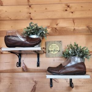 SAS Wink Penny Loafers Brown Leather Slip On Flats Comfort Moc Toe Shoes Size 6M